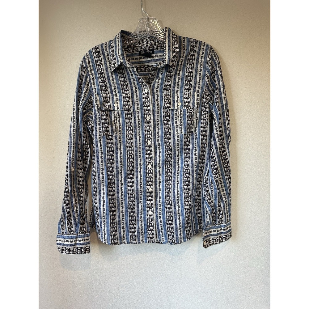 Vintage Lucky Brand Womens Top Paisley Print Button Up Size Medium Bohemian